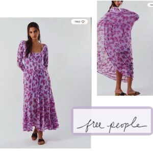 🆕 Free People | ‘It’s Fate’ Midi Dress in Periwinkle Sz Sm